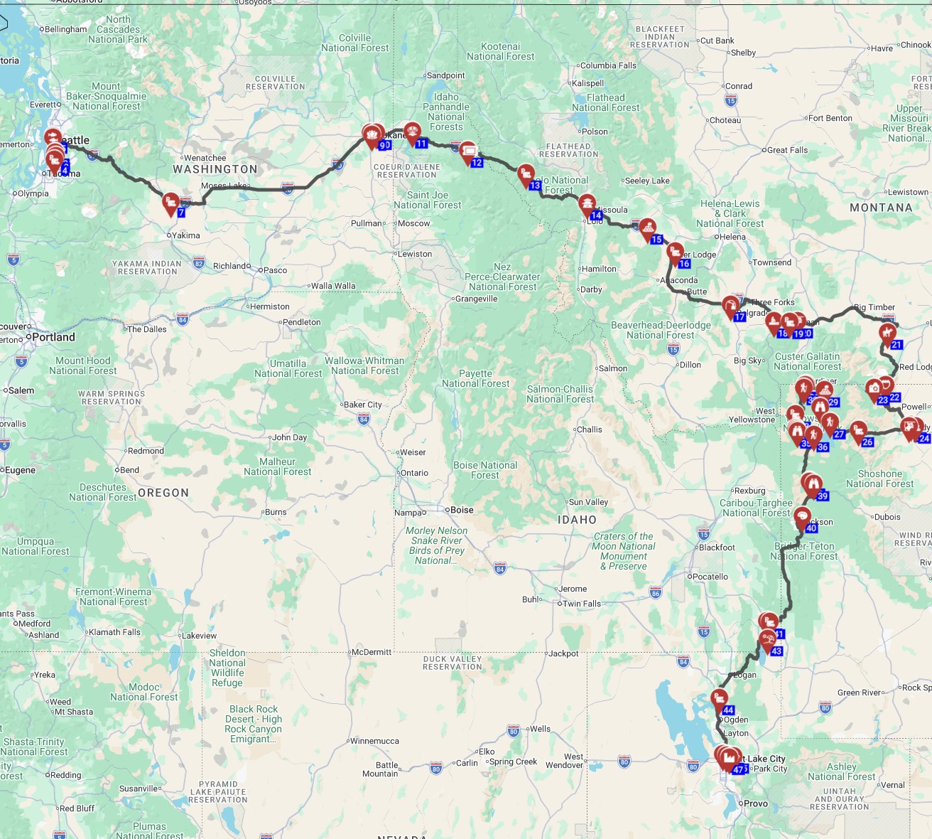 yellowstone family motorhome route